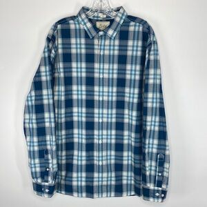 Bixby Nomad Slim Fit Blue Plaid Long Sleeve Button Up Shirt Size XL